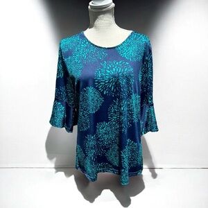 🌻Buckhead Betties "Just Bloom" Blue & Teal Cora Top Size XL